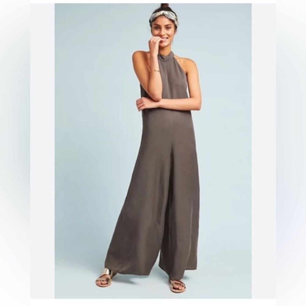 NEW ANTHROPOLOGIE X CLOTH AND STONE Sz S MARFA HIGH NECK JUMPSUIT Made in USA
